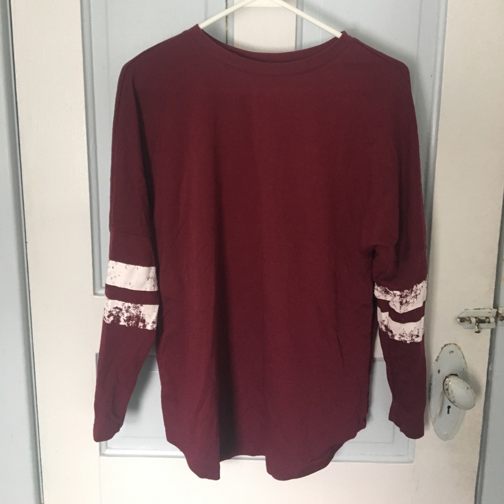 Maroon, long sleeve baseball tee